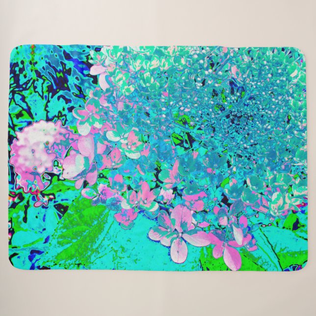Elegantes rosa und blaues Limelight Hydrangea Sherpadecke (Vorderseite (Horizontal))