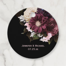 Elegantes Rosa und Burgund Bouquet Wedding | Geschenkanhänger