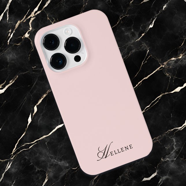 Elegantes Rosa und Chic Script Monogram iPhone 14 Pro Hülle (Von Creator hochgeladen)
