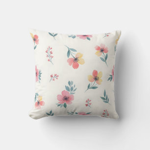 Elegantes rosa und gelbes Gartenblütenakzent Kissen