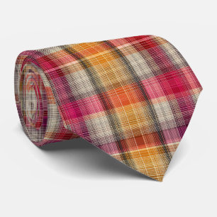 Elegantes rosa und gelbes Karo-Gingham-Muster Krawatte
