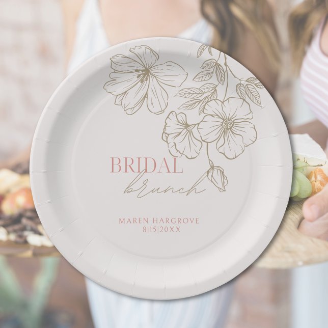 Elegantes Rosa und Gold Bridal Brunch Brautparty Pappteller (Elegant Pink and Gold Bridal Brunch Bridal Shower Paper Plates)