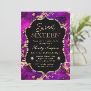 Elegantes Rosa und Gold Galaxy Marmor Sweet Sixtee Einladung