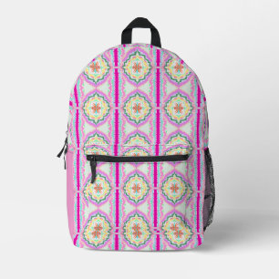 Elegantes Rosa- und Gold-Geometrisches-Blumenmuste Bedruckter Rucksack
