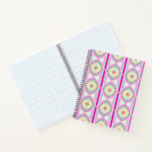 Elegantes Rosa und Gold geometrisches Blumenmuster Notizbuch