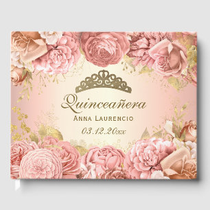Elegantes Rosa und Gold Quinceanera Custom Gästebuch
