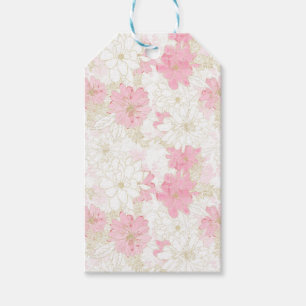 Elegantes rosa und goldenes Floral Wasserfarbenbil Geschenkanhänger