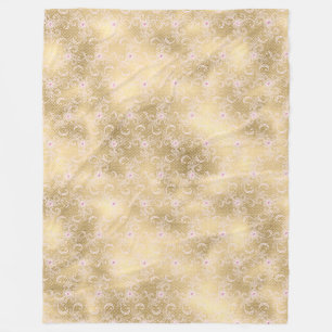 Elegantes rosa und goldenes, florales Spitzen Fleecedecke