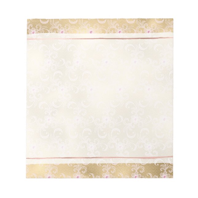 Elegantes rosa und goldenes, florales Spitzen Notizblock (Vorderseite)