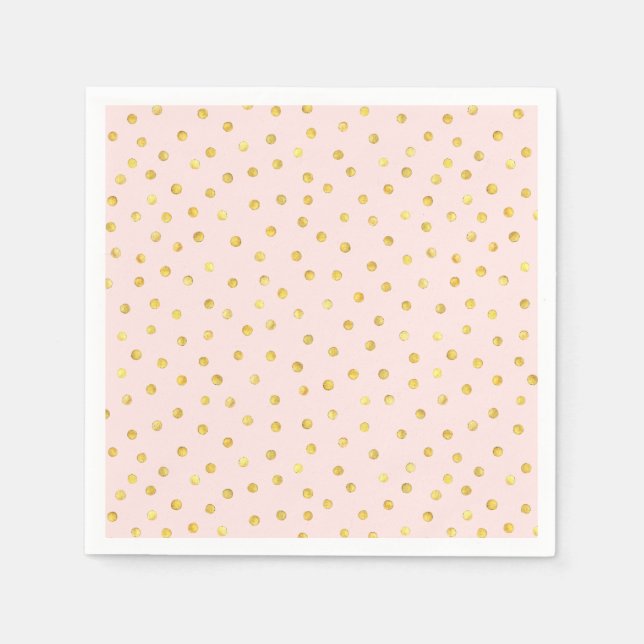 Elegantes rosa und goldenes Foil Confetti Dots Mus Serviette (Vorderseite)