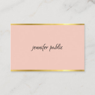 Elegantes rosa und goldenes kursives Handskript mo Visitenkarte