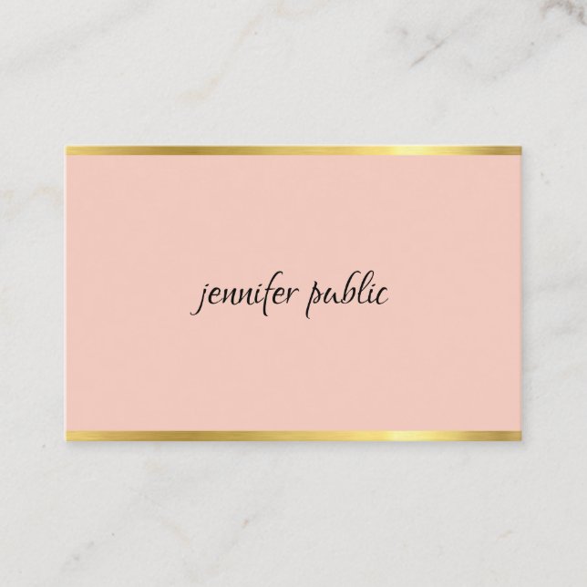 Elegantes rosa und goldenes kursives Handskript mo Visitenkarte (Vorderseite)