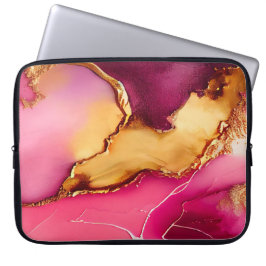 Elegantes rosa und goldenes Marmordesign Laptopschutzhülle