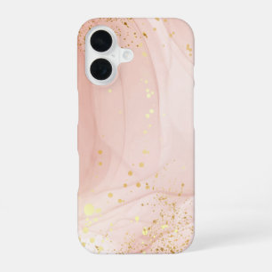 Elegantes Rosa und Goldfolie Wasserfarbe iPhone 16 Hülle