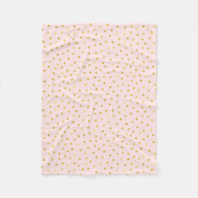 Elegantes Rosa-und Goldfolieconfetti-Punkt-Muster Fleecedecke (Vorderseite)