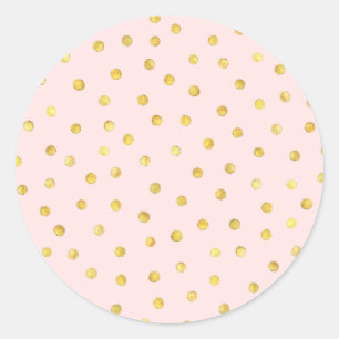 Elegantes Rosa-und Goldfolieconfetti-Punkt-Muster Runder Aufkleber