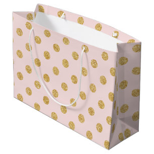 Elegantes Rosa-und GoldGlitzer-Polka-Punkt-Muster Große Geschenktüte