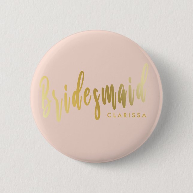 Elegantes Rosa und Goldmedaille Button (Vorderseite)