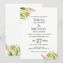 Elegantes Rosa und grünes Tulip Hochzeitungs-Wasse Einladung