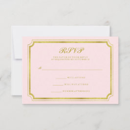 Elegantes Rosa und Imitats Gold Wedding RSVP Karte
