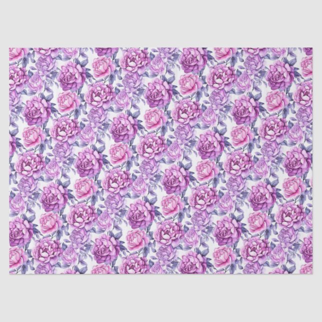 Elegantes Rosa und Lila Blüte Seidenpapier (Vorderseite)