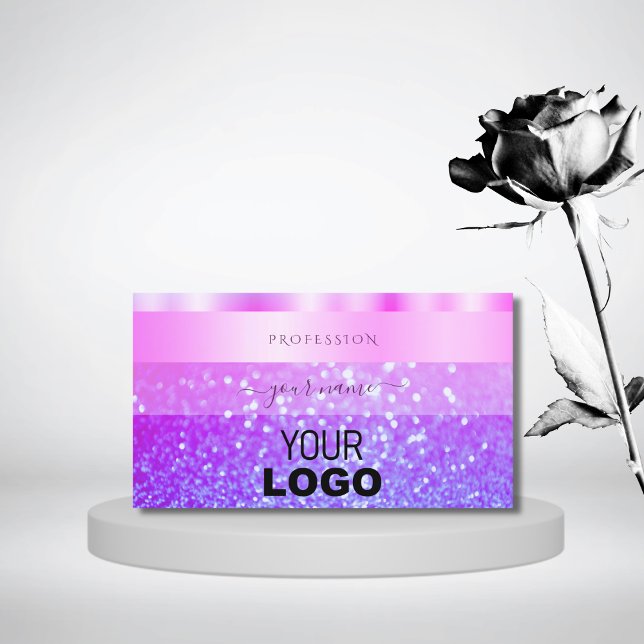 Elegantes, rosa und Lila funkelndes Glitzer-Logo Visitenkarte (Von Creator hochgeladen)