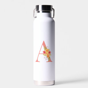 Elegantes rosa und orangefarbenes Monogramm der Bl Trinkflasche