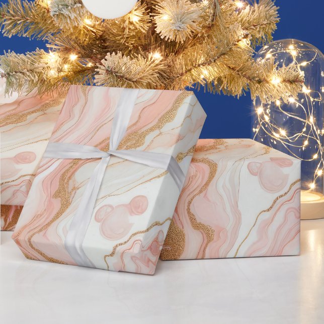 Elegantes Rosa und Rose Goldmedaille Geschenkpapier (Feiertage)
