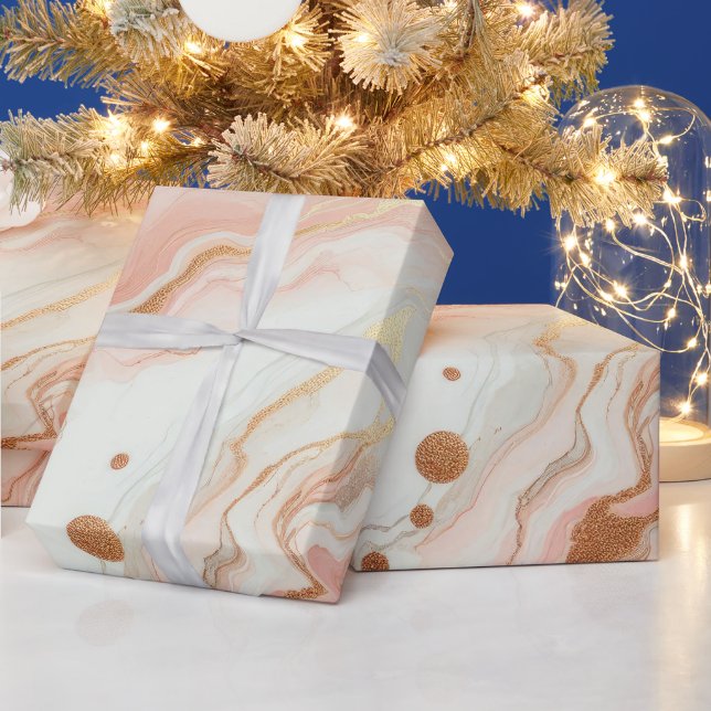 Elegantes Rosa und Rose Goldmedaille Geschenkpapier (Feiertage)
