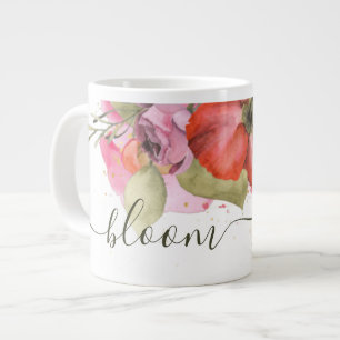 Elegantes Rosa und Rotes Blüten "Bloom" Jumbo-Tasse