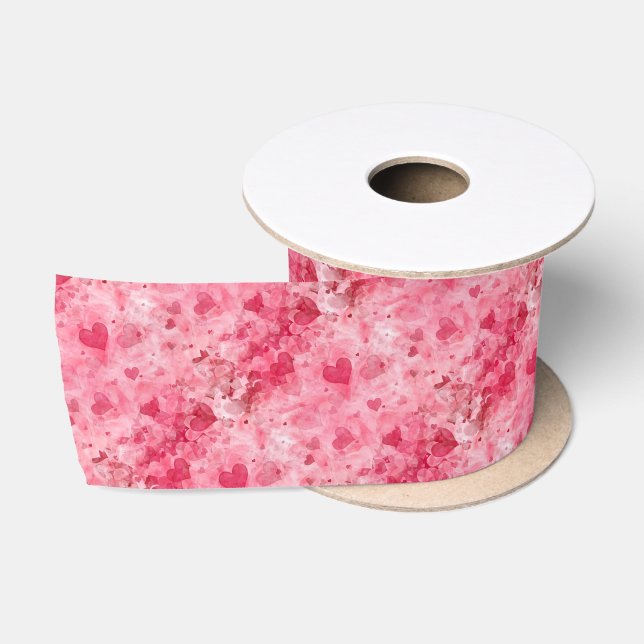 Elegantes rosa und rotes Herz, Band 3" breit Satinband (Spule)
