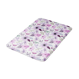 Elegantes rosa und violettes Blumenmuster Badematte