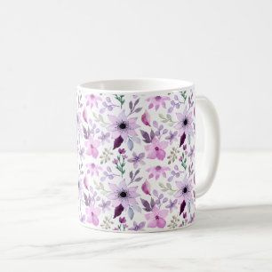 Elegantes rosa und violettes Blumenmuster Kaffeetasse
