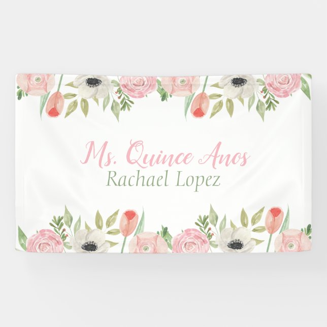 Elegantes Rosa und Weiß Wasserfarben Banner (Horizontal)