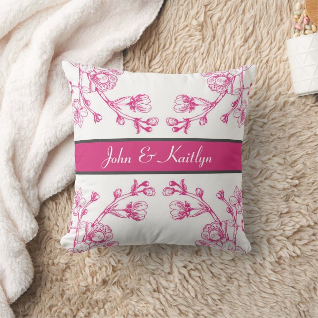 Elegantes rosa und weißes Kirschblossom Kissen (Decke)