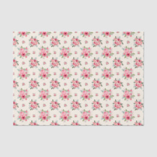 Elegantes rosa und weißes Rosenmuster Seidenpapier
