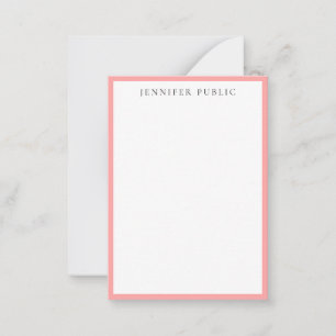 Elegantes Rosa- und Weißtönung Name Minimalistisch Mitteilungskarte