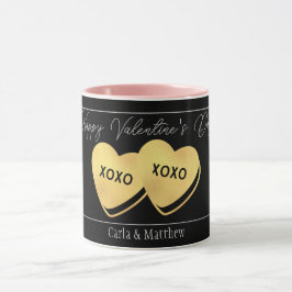 elegantes rosa Valentin aus schwarzem Gold, süß fü Tasse