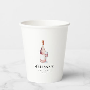 Elegantes Rosa Vino vor Vows Brautparty Pappbecher
