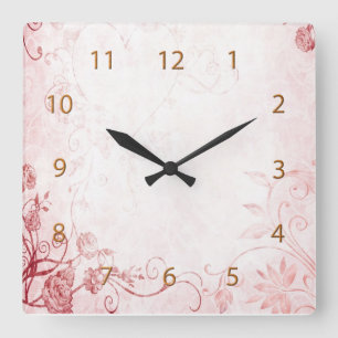 Elegantes Rosa Vintag Quadratische Wanduhr