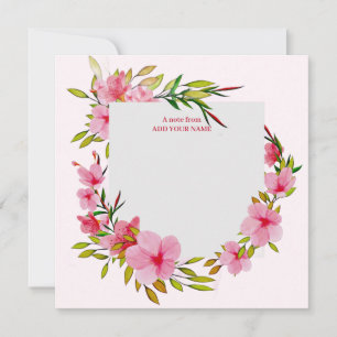 Elegantes rosa Wasserfarbe Botanisches Danke Mitteilungskarte