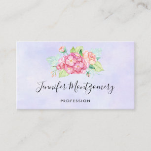 Elegantes rosa Wasserfarben-Blumenbouquet Visitenkarte