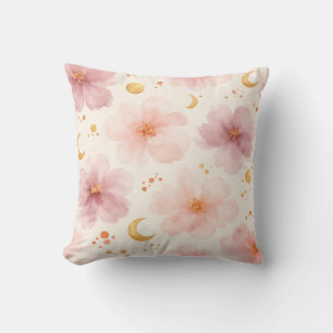 Elegantes rosa Wasserfarben-Blumenmuster Kissen