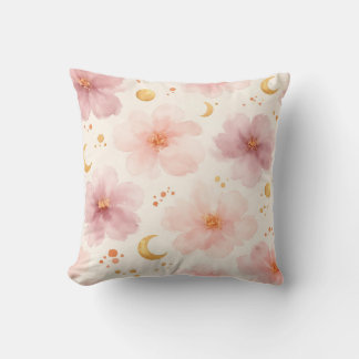 Elegantes rosa Wasserfarben-Blumenmuster Kissen