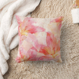Elegantes rosa Wasserfarben Lily Blumenkissen Kissen
