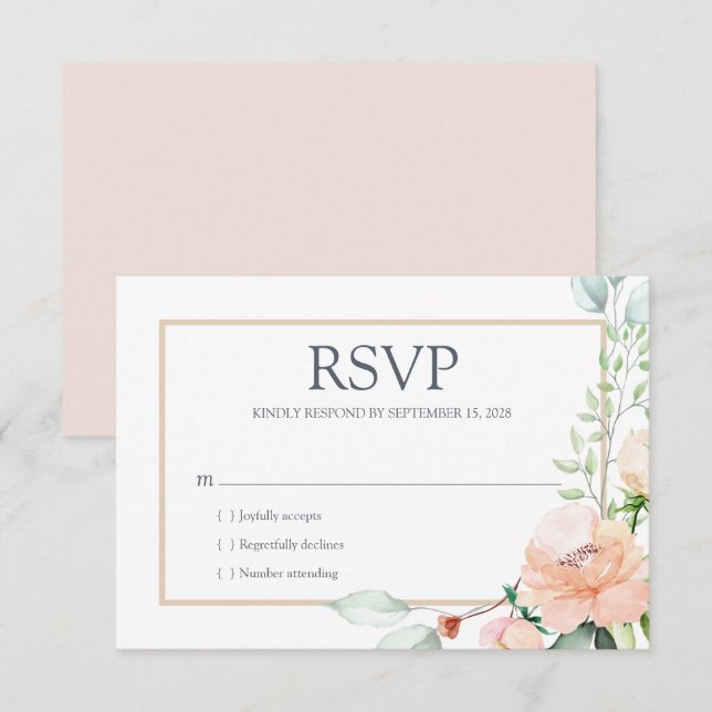 Elegantes rosa Wasserfarben RSVP Karte (Vorne/Hinten)