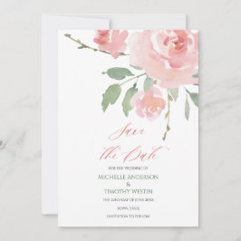Elegantes Rosa Wasserfarben Save The Date