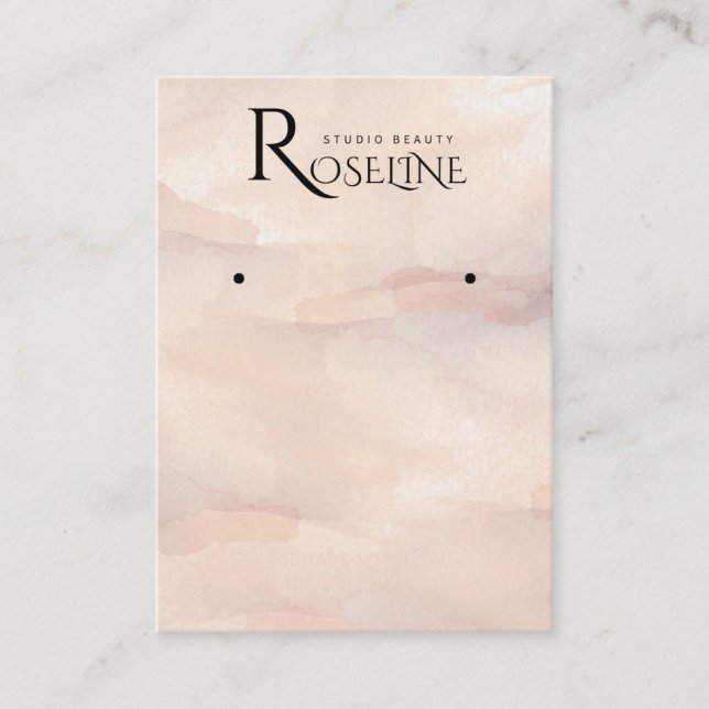 Elegantes, rosa Watercolor-Ohrring-Display Visitenkarte (Vorderseite)