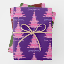 Elegantes, rosa Weihnachtsbaumgeschenk Geschenkpapier Set