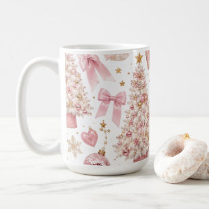 Elegantes rosa Weihnachtsmuster Kaffeetasse